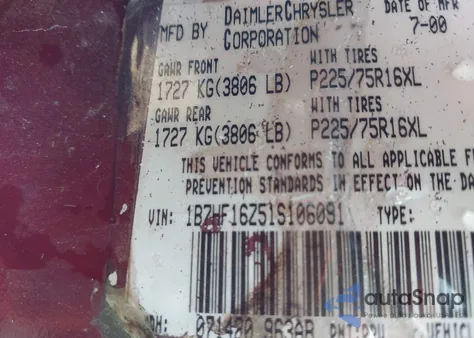 2001 Dodge Ram 1500 St from USA, damaged, VIN 1B7HF16Z51S106091